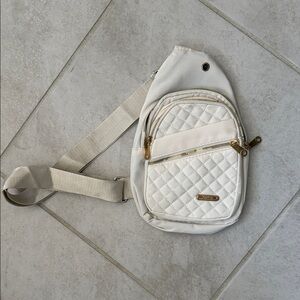 Elegant Cream Quilted Crossbody Bag